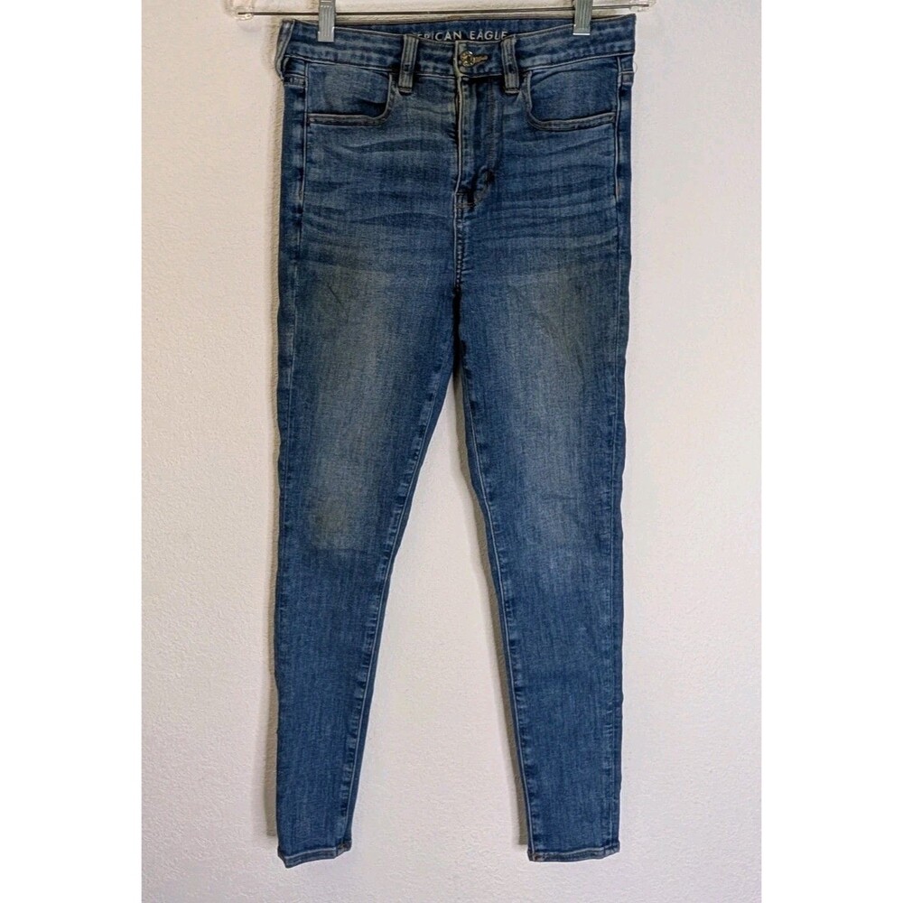 American Eagle Jeans Womens 4 Blue Super Hi Rise Jeggings Denim Stretch (204m)